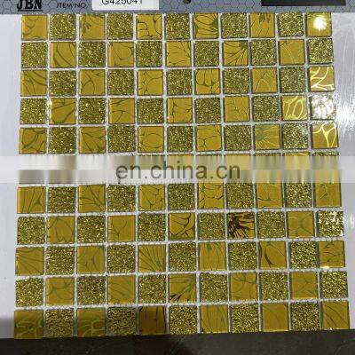 25x25mm KTV tile golden mosaic mesh stainless steel diy electro-plated golden rose golden silver mirror glass mosaic tile