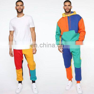 Spring and summer new multicolor patchwork men's clothing wholesale custom fashion casual hooded men's sweater plus size sportsw