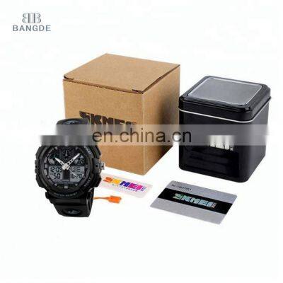 SKMEI 1270 analog digital sports watch waterproof alarm cheap black watch men fashion