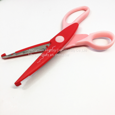 High Quality Plastic Zig Zag Safety Color Style Comfy Grip Paper Cutting Children Lace Scissors photo-3
