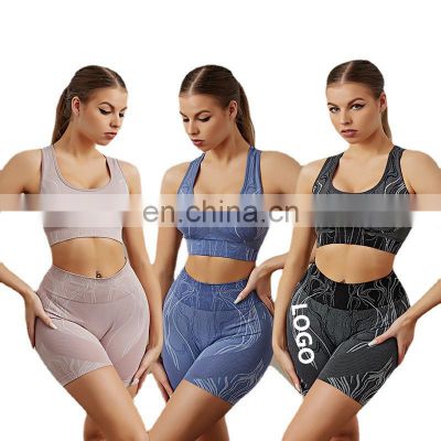 Private Label Custom Compression Wear Clothes Women Spandex Two Piece Yoga Gym Sports Bra