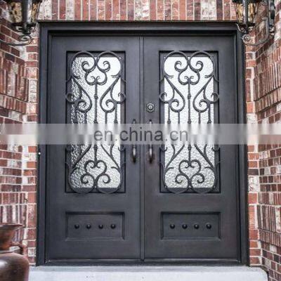 Impact Resistant Front Best Security Wrought Iron Custom Double Swing Door photo-5