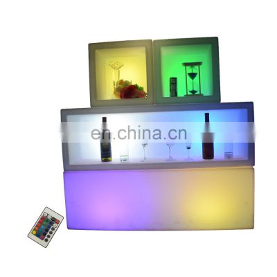 RGBW colors battery square ice bucket led party rental PE plastic glow club beer tray cocktail glow cold bottle container