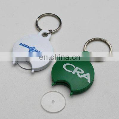 Customized Kerying Plastic Trolley Euro Coin Holder Keychain