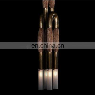 Hot Selling Metal Brass Light Living Room Hotel Ceiling Home Decoration Lighting Horsehair Pendant Lighting photo-4