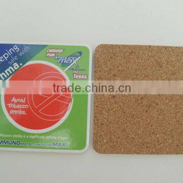 square waterproofing cork coaster, cheap price factory supply coasters