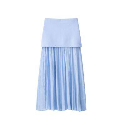 New French Style Simple and Fashionable Button Knit Vest for Women, Pleated and Spliced Skirt photo-2