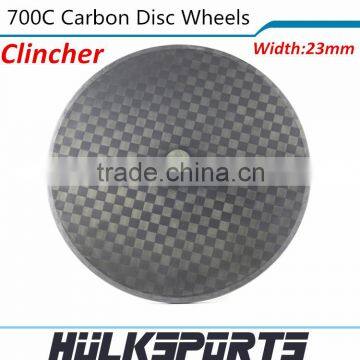 700C Disc clincher carbon wheelset with 23mm width carbon fiber disc wheels