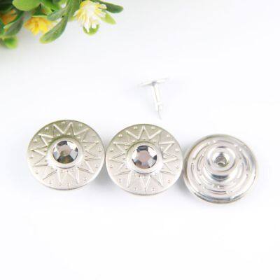 Denim Button Jeans Clothes Engraved Brass and Rivet Jeans Jacket Logo Custom Metal Buttons for Denim Jeans With Diamond photo-2