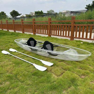 Kayaks transparents de haute qualité en HDPE de différentes capacités pour le tourisme et les loisirs aquatiques, kayaks individuels, pour deux personnes et à usage unique