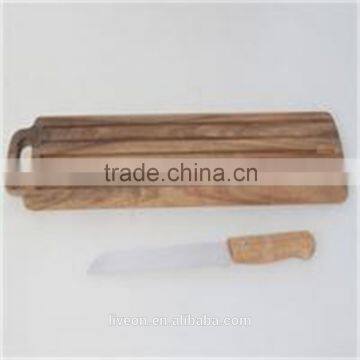 Hot sale acacia wood board with bread knife