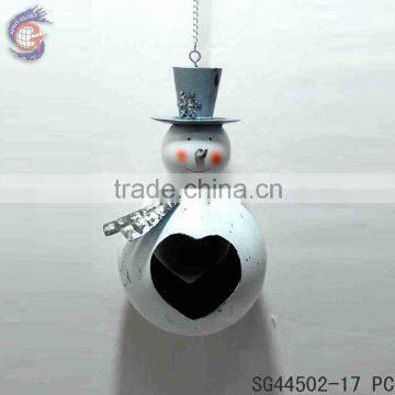 cheap metal hanging snowman tealight candle holder