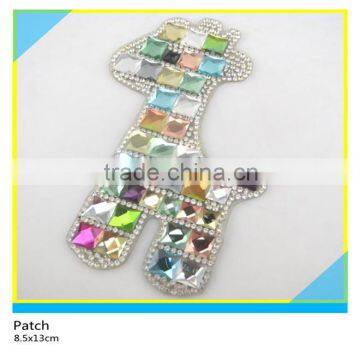 Heat Transfer Crystal Rhinestone Applique Horse Design Coiorful Square Rhinestone Hotfix Patch 8.5x13cm