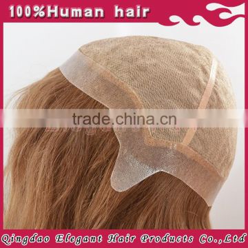 Qingdao Elegant 2015 hot sale brazilian human hair silk top thin skin perimeter full lace wig