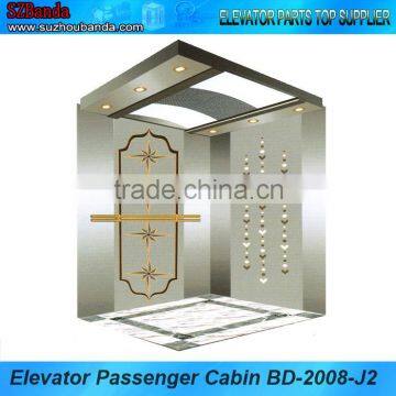 Golden Mirror Etching Passenger Elevator Cabin, Lift Cabin