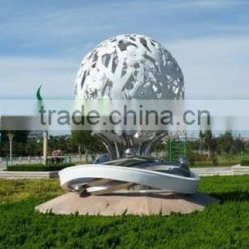 Stainless steel white flower ball for outside yard sculpture