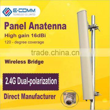 2400Mhz-2500Mhz Outdoor high gain16dBi 120degrees low loss dual polarization directional sector panel antenna