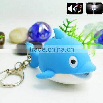 New lovely fish LED flashlight key chain gift phone bag pendant ornaments toys Novelty Lighting Emergency Light Holiday