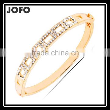 New Fashion Women Lady Gold Plated Crystal Cuff Bangle Rhinestone Charm Bracelet