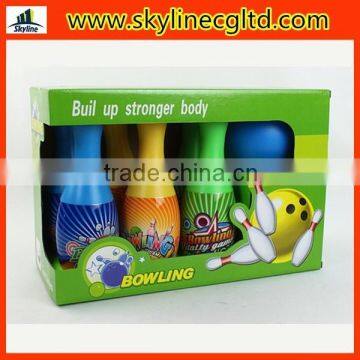 Smile face 25cm bowling indoor toy for kids with 6 bottles and 1 ball