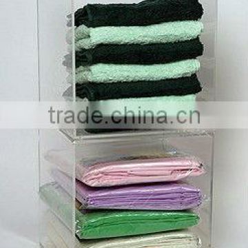 custom 2 tiers acrylic cube display stand for towel multi-use bathroom appliances storage rack/shelf/holder