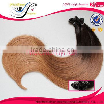 Top quality i tip hair extensions wholesale 100% i tip hair extensions ombre hair extension