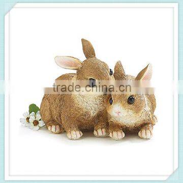 Holiday Decor Brown Bunnies Resin Easter Figurine