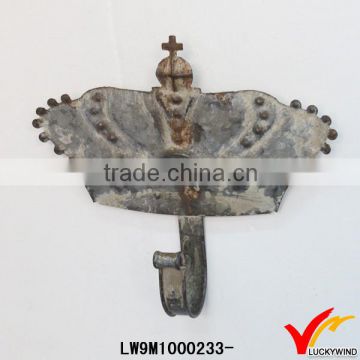 Vintage Single Cast Iron Hook Crown Design