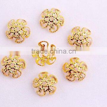 New Arrive!! Fashion bling gold color 10mm flower beads end caps jewelry findings for jewelry end beads!