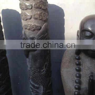 Antique Garden Stone Dragon Pillar