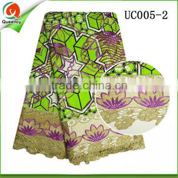 african wax printed fabric with lace embroidery flower pattern lace holland wax fabric