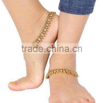Indian Gold Plated Crystal Payal Anklet photo-2