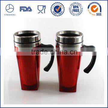 Customized stainless steel travel mug with handle and lid