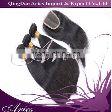 Wholesale Virgin Human Hair Weft 3 bundle And 1 Closure 10a Virgin Peruvian Hair