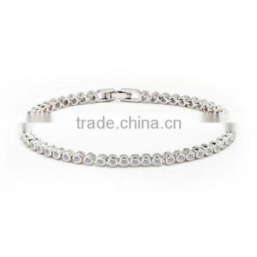 Round Stone Top Quality Clear AAA Cubic Zircon Charm Tennis Bracelet for Women Bridal Jewelry