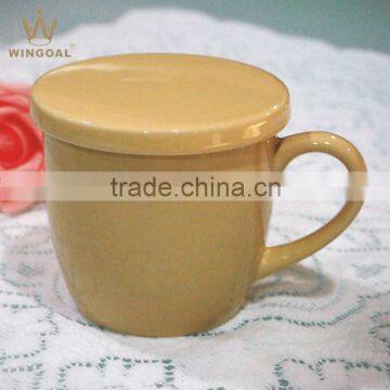 WG318 color glaze ceramic mug with lid