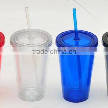 Classic personalized plastic tumbler with straw