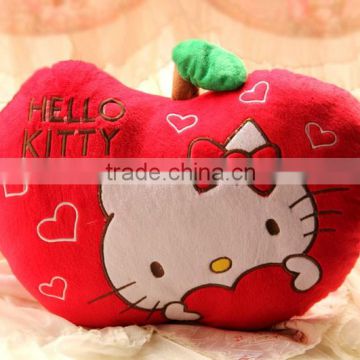 Hot lovely hello kitty pattern with apple shaped plush cushion