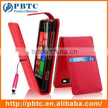 Set Screen Protector Stylus And Case For Nokia Lumia 820 , Red Wallet Multifunction Leather Case