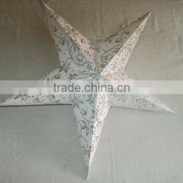 mercury white glitter printed paper star lanterns