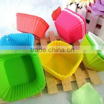 2014 best selling Eco-friendly square shaped silicone cake mould cookie cup