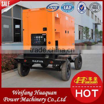 Weifang 50kva super low noise mobile diesel silent trailer generator