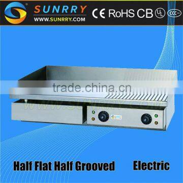 Price of commercial table-top 2/3 flat and 1/3 grooved electric vertical chicken grill pan machine