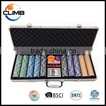 Wholesale 13.5g deluxe poker chip game set design round with Aluminun Metal Case roulette chips set