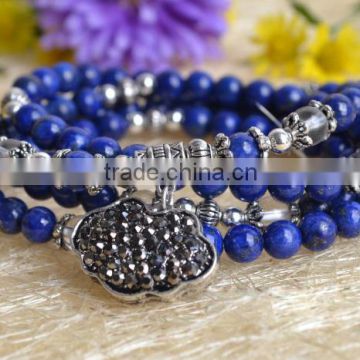 Chinese Crystal bracelet natural blue stone beads bracelets 108 male and female models