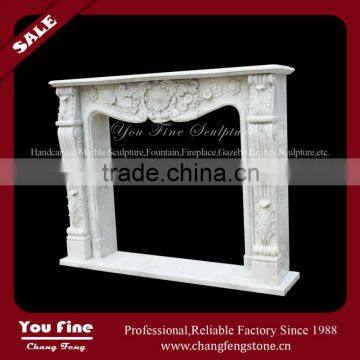 Home Carved Indoor White Stone Fireplace