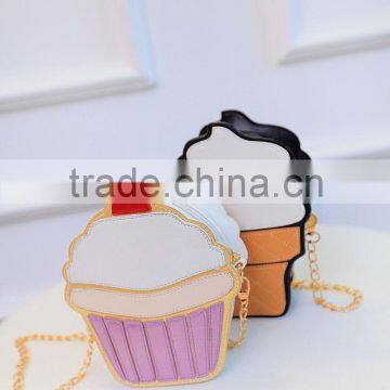 2016 hot selling wallet ice cream coin purse girl cute wallet with chain