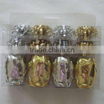 HOT SALE 12PCS Christmas Gold/ Silver Metallic Poly Ribbon Gift Bows Pack