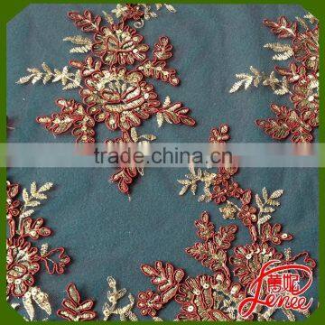EXPORT SELECTION BEAUTIFUL DESIGN SEQUINED CHEMICAL EMBROIDERY FABRIC