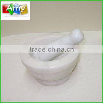 SM739 natural white marble mortar and pestle